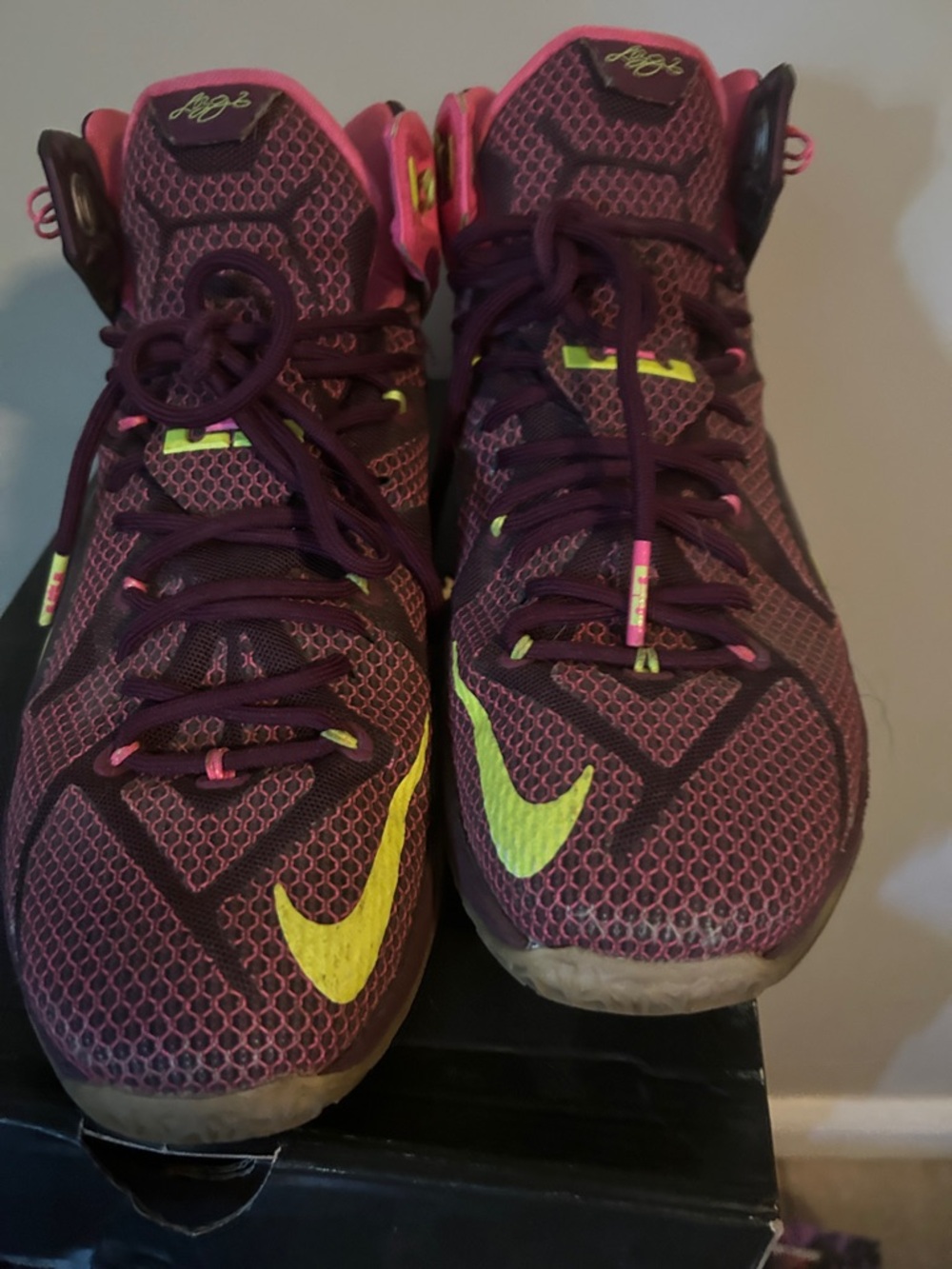 Nike Women's Purple & Neon Yellow Athletic Basketball Sneakers